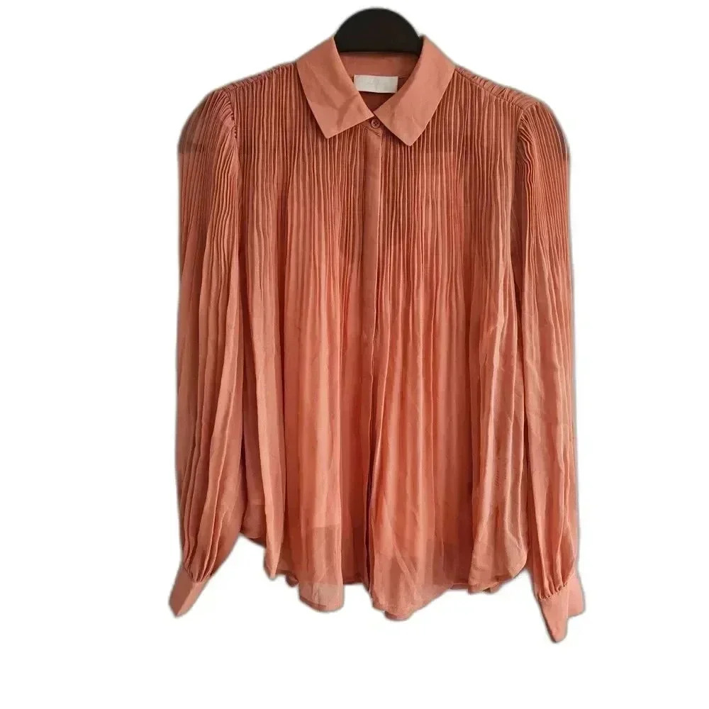 7‎ For all Mankind Coral Pleated Blouse Top NWT